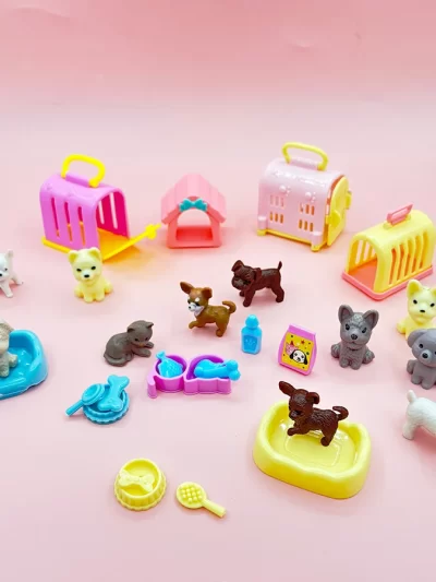 Dollhouse Item Kawaii Mini Dog Doll Accessories Puppy Cat Set Plastic Mini Items Toys for Children 3+ Funny Educational Toy