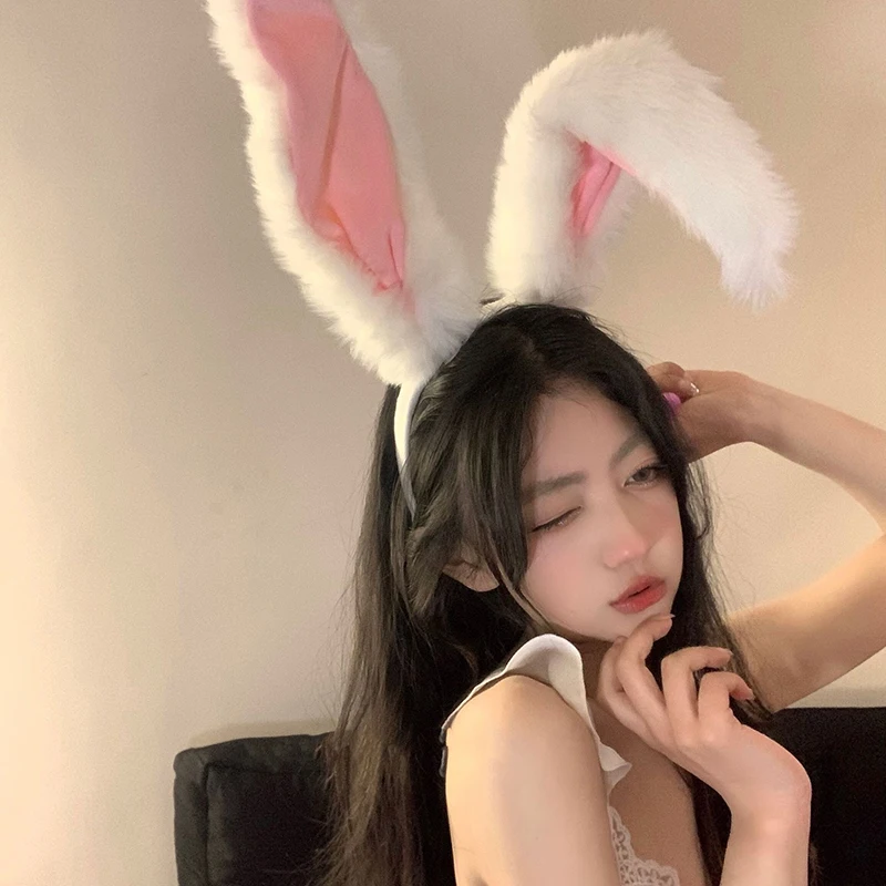 DIY Extra Large Rabbit Ear Headband Adult Children Hairband Girl Plush Bunny Hairband Cosplay Lolita Rabbit Ear Hair Accessories