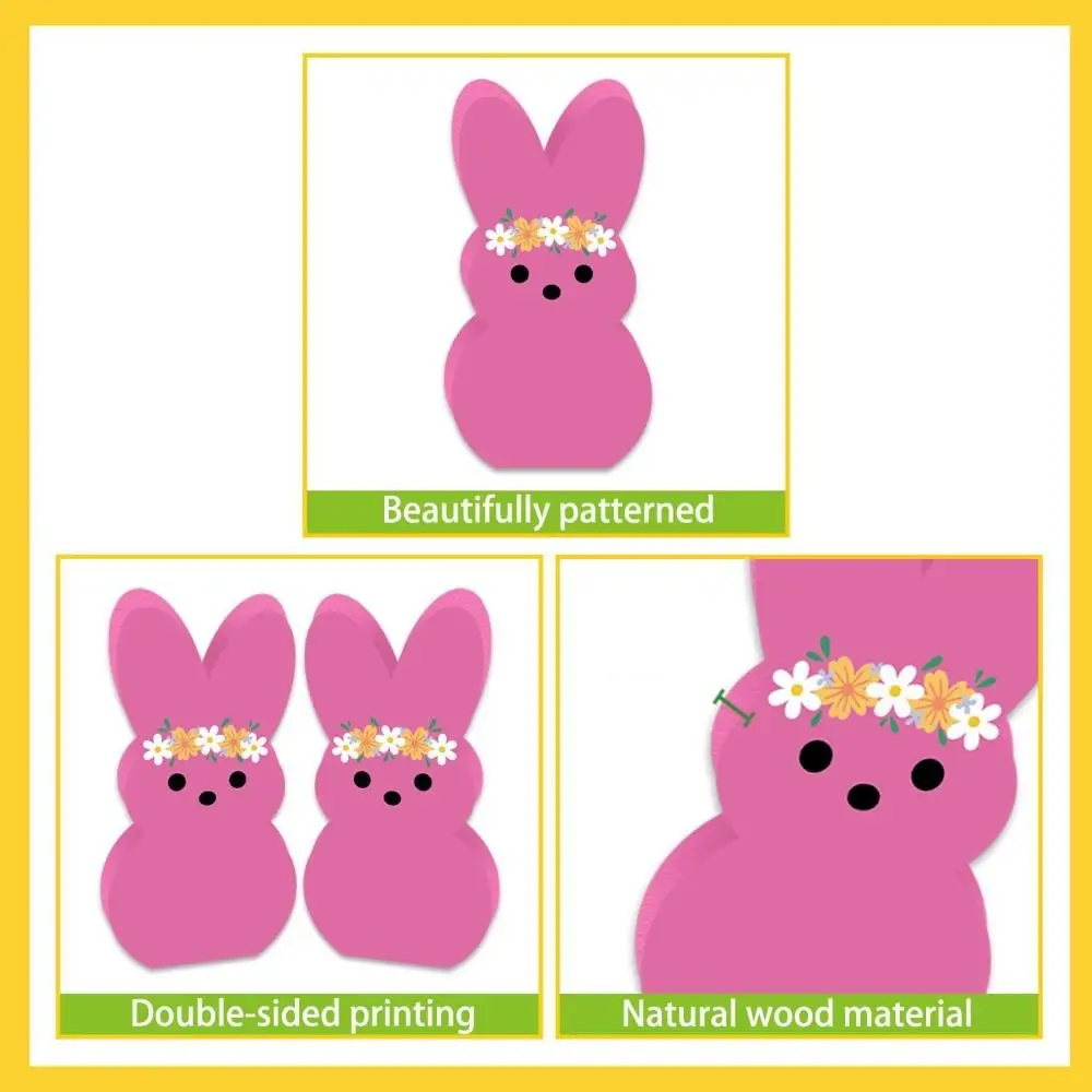 Rabbit Shape Easter Bunny Wood Signs Cartoon Handmade Colorful Rabbit Decoration Wooden Cute Home Table Decor Home Decor - Image 10