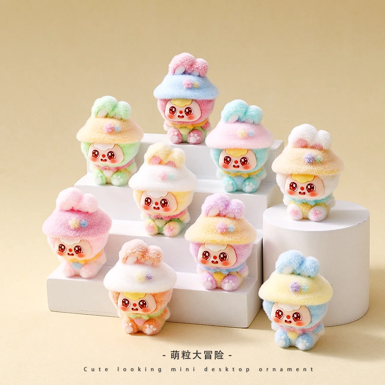 Rabbit Figurine Sitting with Bean Bun Hat Cute Brim Rabbit Doll Mini Desktop Decoration Blind Box Collectible Toy Gift for Kids - Image 6