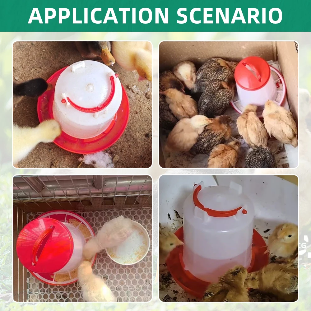 3kg+3L Poultry Feeder And Waterer Water Food Dispenser Automatic Chicken Birds Chick Waterer Feeding Bucket Container Supply - Image 5