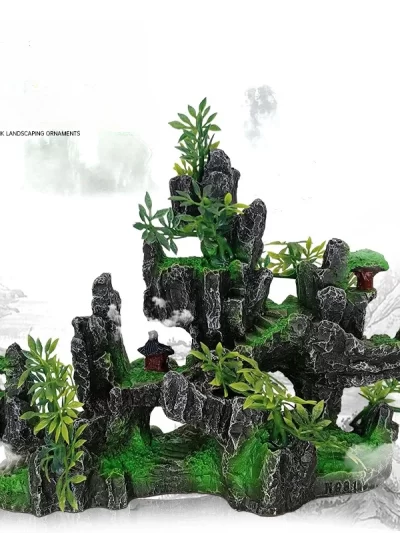 1pcs Rockery Aquarium Accessories Decorations Fish Tank Landscaping Resin Hill Hanging Bridge View Ornament Fish Tank Decoration