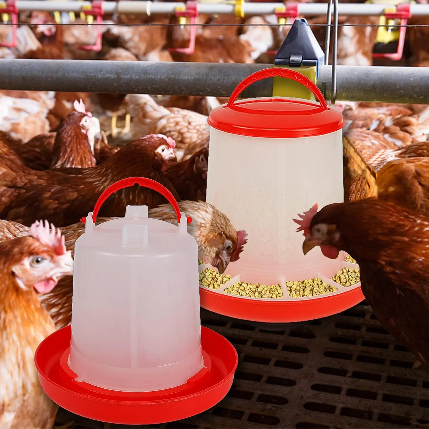 3kg+3L Poultry Feeder And Waterer Water Food Dispenser Automatic Chicken Birds Chick Waterer Feeding Bucket Container Supply - Image 6