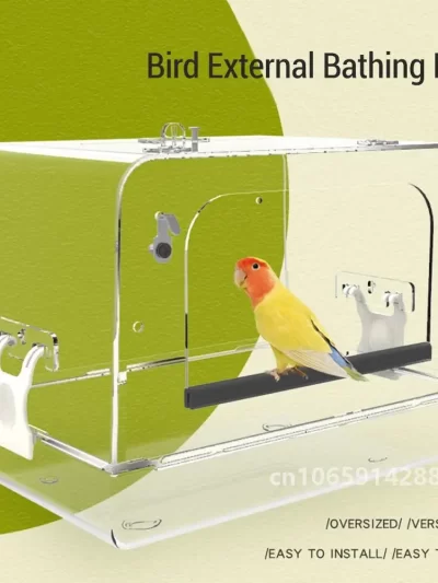 Bird Bath Box For Cage Detachable Bathtub Shower Box Parrot Acrylic Clear Transparent Hanging Bath Box for Bird Supplies