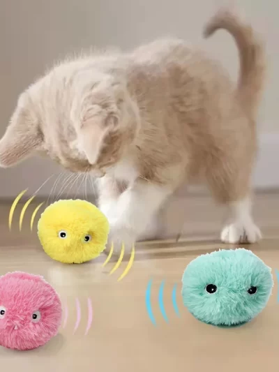 Interactive Ball Smart Cat Toys Plush Electric Catnip Training Toy Kitten Touch Sounding Pet Product Squeak Toy Ball