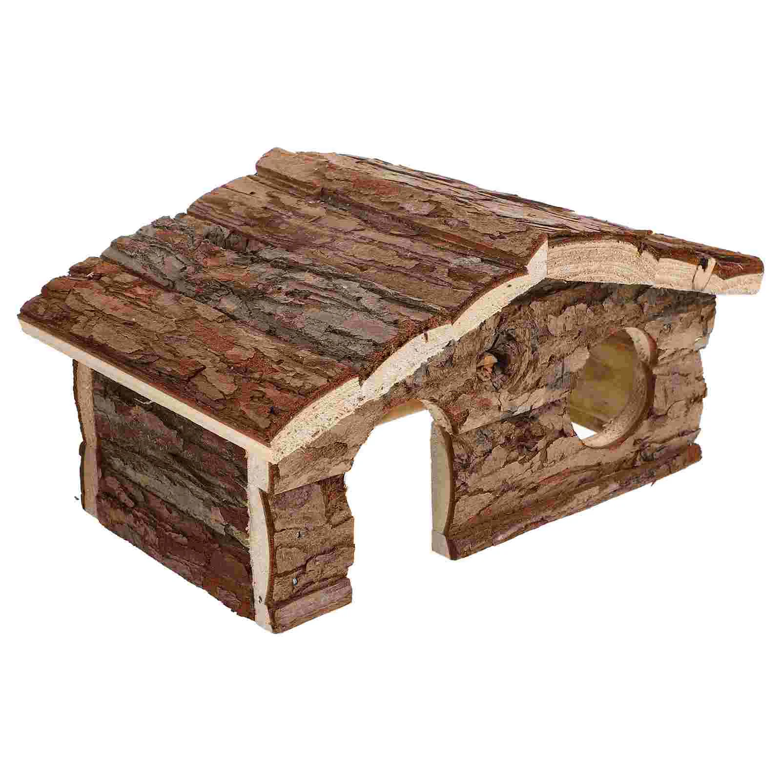Wooden Small Animal Hut Hamster Wood House Guinea Pig Rest House Rat Cage Decor Mouse Habitat Pet Cabin Toys Cages Hideouts - Image 3