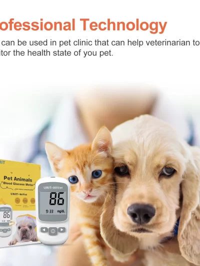 Pet Blood Glucose Monitoring Kit for Diabetic Cats, Dogs, All-in-One Solution for in-Clinic Or at Home, with Digital Results