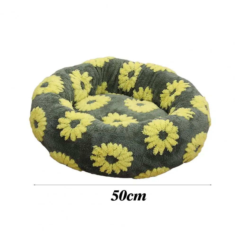Round Dog Bed with Raised Edges Plush Round Donut Cat Nest with Anti-slip Bottom Cozy Pet Bed for Small Dogs for Warmth for Cats - Image 6