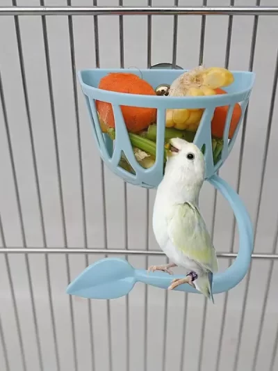 Parrot Food Feeder Bird Perching Frame Fun Bird Cage Feeder Parrot Feeding Toy Plastic Pet Feeding Supplies Parrot Feeding Toy
