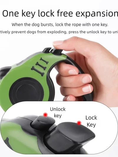 Pet Traction Device Automatic Retractable Dog Leash Bone Printed Rope Chain for Small Medium Large Dogs Adjustable Pet Supplies