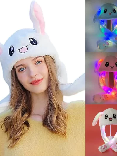 Rabbit Ears Hat Funny Gift For Kids Boys Girls Cute Rabbit Hat With Moving Ears Cute Bunny Hat Funny Kids Winter Toy Warm Cap