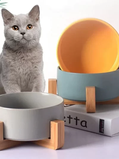 Self-Assembly Ceramic Double Cat Bowl Dog Bowl 400ML Pet Feeding Water Bowl Cat Puppy Feeder Product SuppliesFood Water Bowls