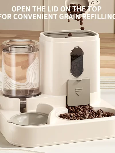 2-in-1 cat food water dispenser, fully automatic feeding and drinking machine, cute pet water kettle