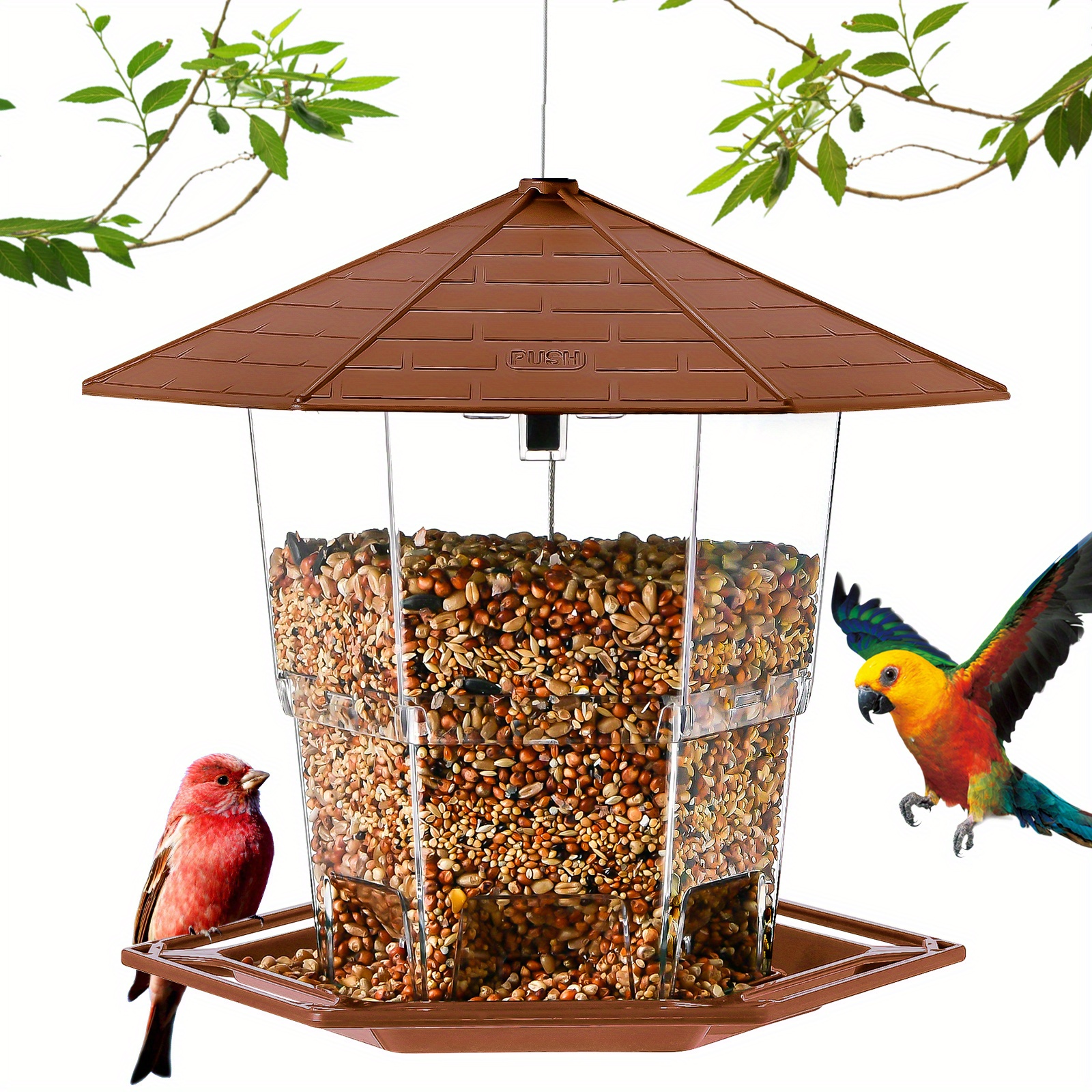 1pc Bird Feeders For Outside, With A Latch Feature Bird Feeder, Retractable Bird Feeder, Wild Bird Seed For Outside Feeder Garden Decoration Yard Art For Bird Watchers - Image 3