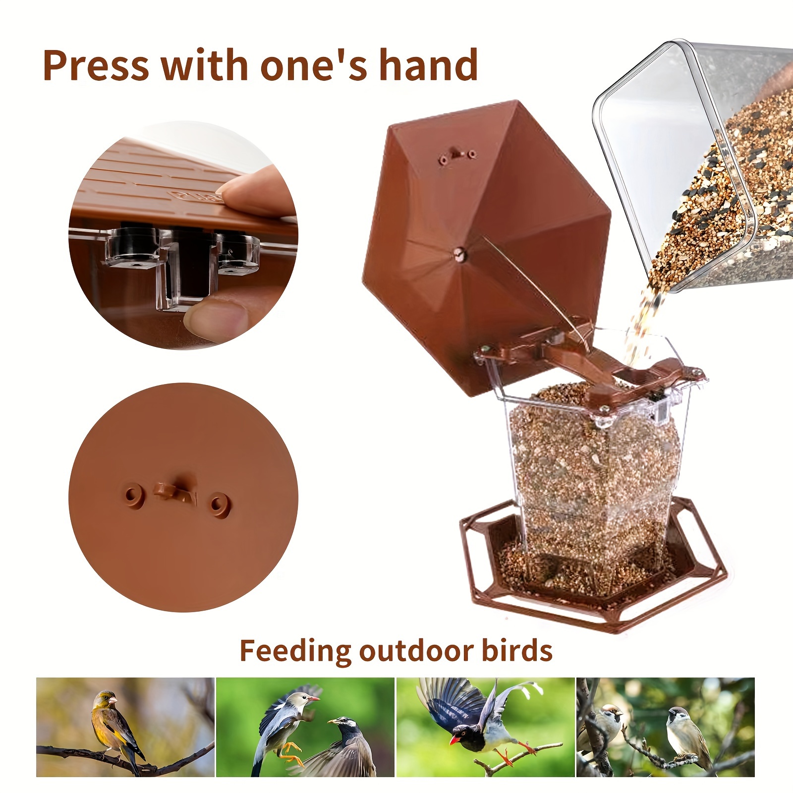 1pc Bird Feeders For Outside, With A Latch Feature Bird Feeder, Retractable Bird Feeder, Wild Bird Seed For Outside Feeder Garden Decoration Yard Art For Bird Watchers - Image 5