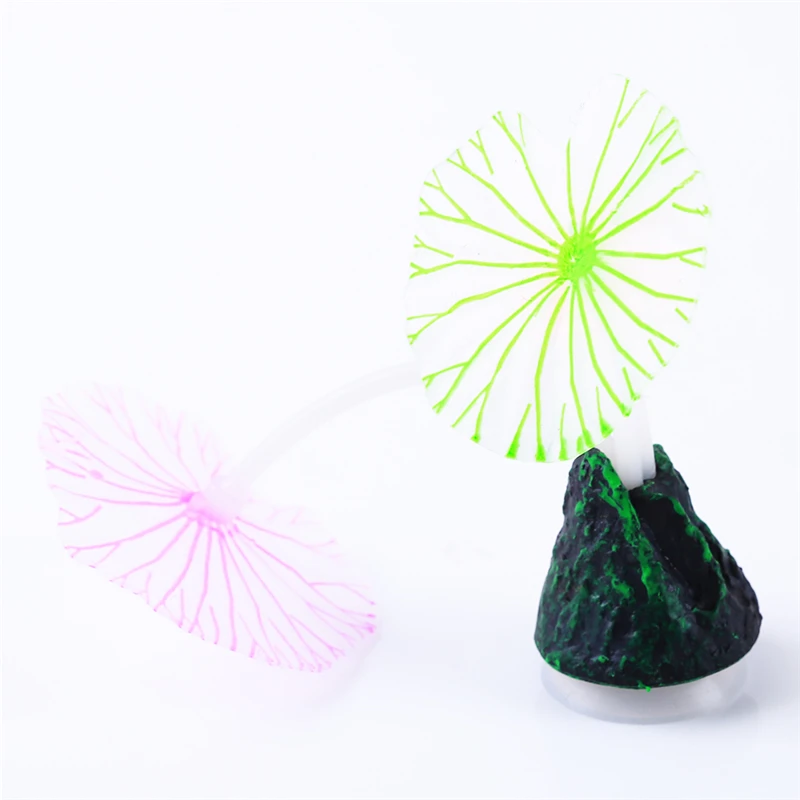 Aquariums Accessories Artificial Coral Reef Glowing Lotus Leaf Mushroom luminous Stones Fish Tank Decoration with Sucker - Image 10