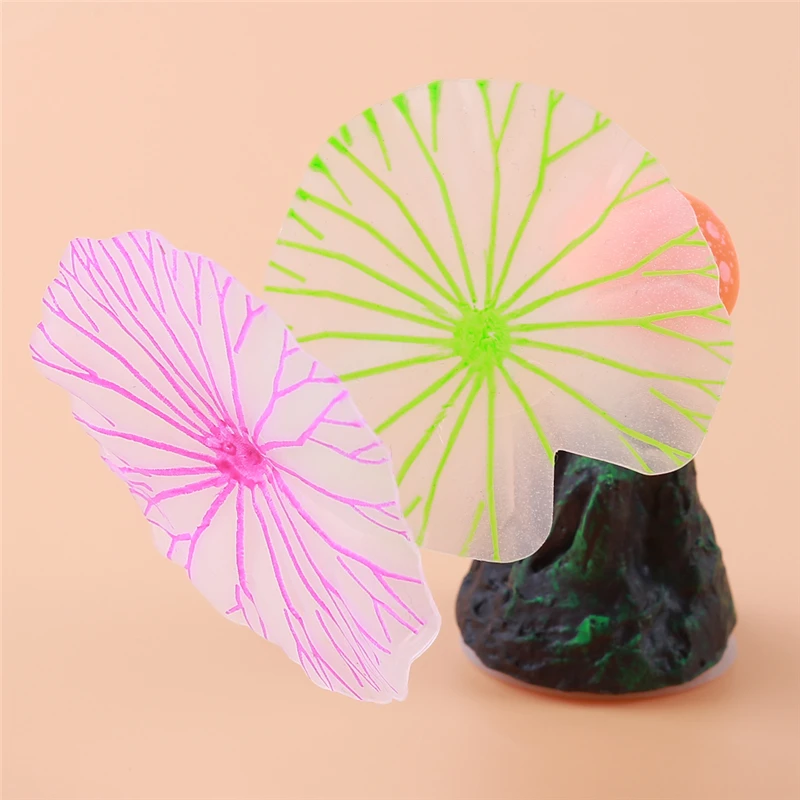 Aquariums Accessories Artificial Coral Reef Glowing Lotus Leaf Mushroom luminous Stones Fish Tank Decoration with Sucker - Image 9