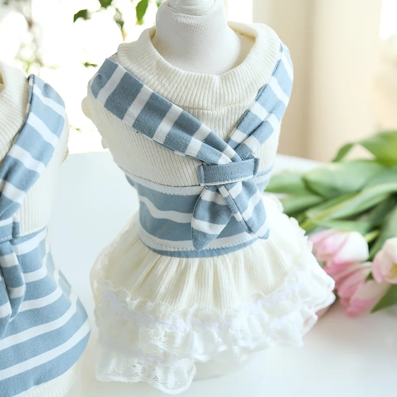 Scarf Striped Couple Suit Cat One-piece Dress Dogs Pet Clothes Dog Clothes for Small Dogs Supplies Dog Clothes - Image 17