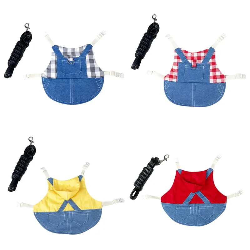 Rabbit Clothes Denim Jacket Coat Pet Small Animal Harness Leash Vest Bag Hat Set for Ferret Bunny Hamster Small Pet Supplies - Image 17