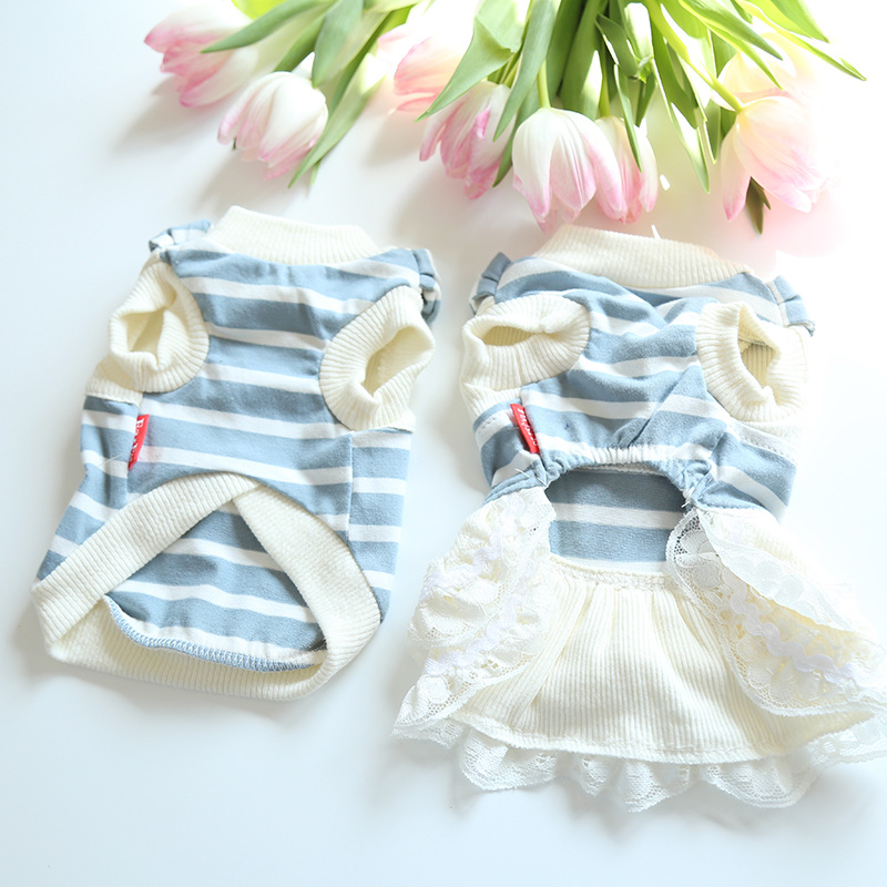 Scarf Striped Couple Suit Cat One-piece Dress Dogs Pet Clothes Dog Clothes for Small Dogs Supplies Dog Clothes - Image 21