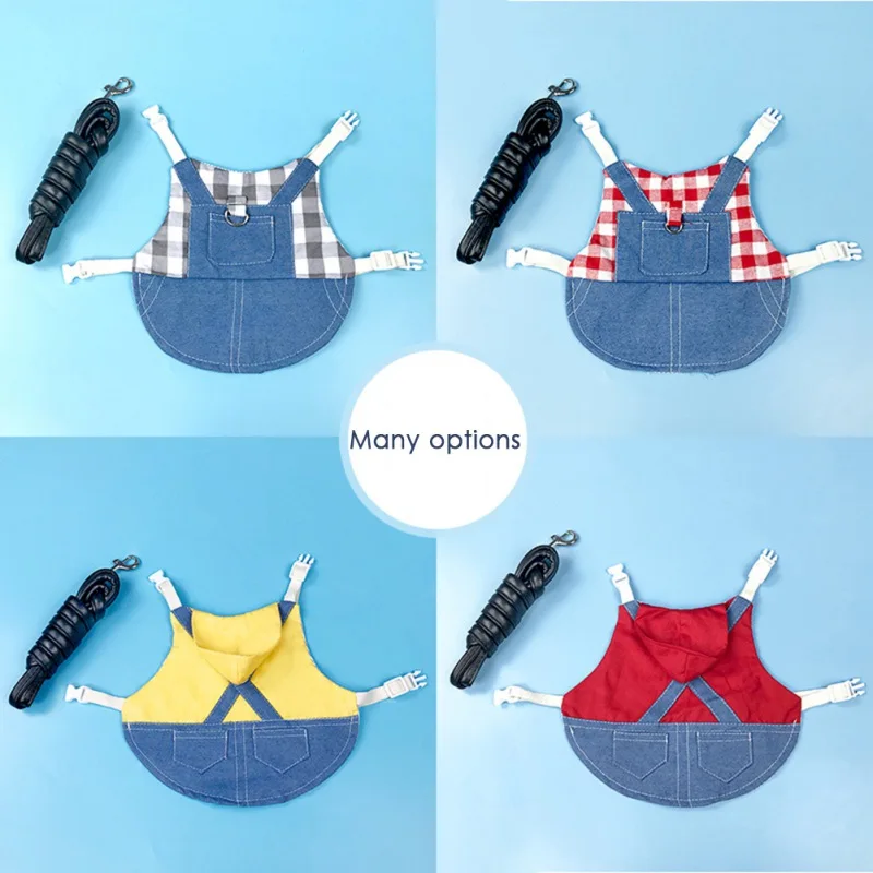 Rabbit Clothes Denim Jacket Coat Pet Small Animal Harness Leash Vest Bag Hat Set for Ferret Bunny Hamster Small Pet Supplies - Image 12