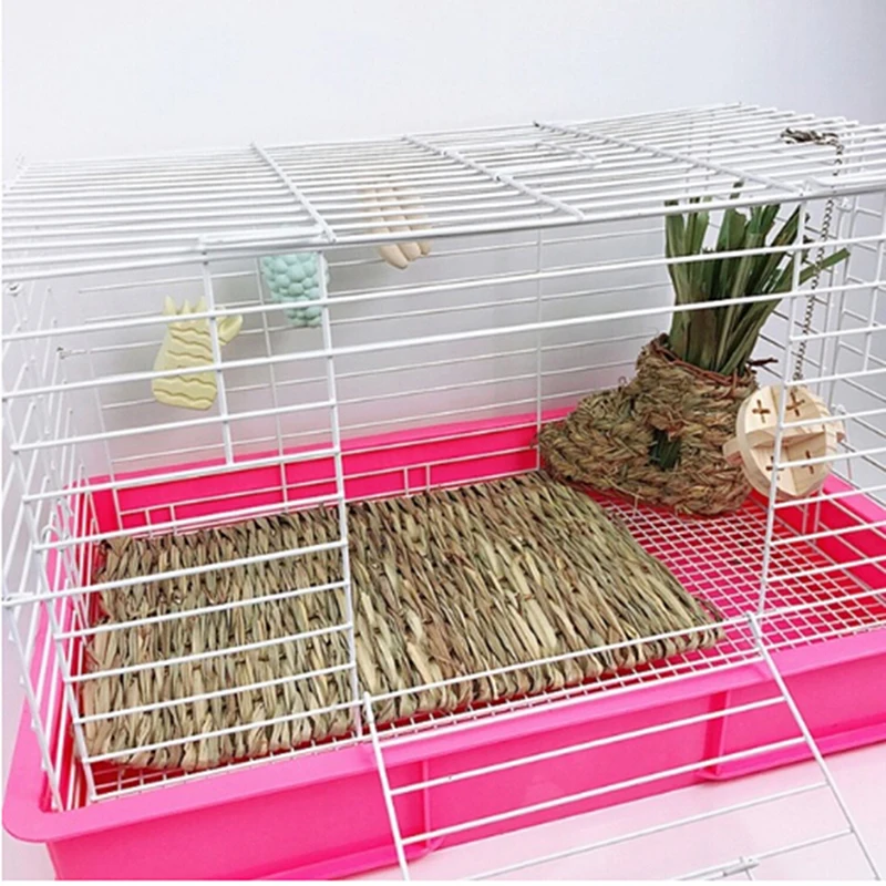 Rabbits Bunny Grass Mat Small Animal Woven Hay Mat Natural Straw Bedding Resting Cage Mat For Guinea Pig Chinchilla Hamster Rat - Image 10