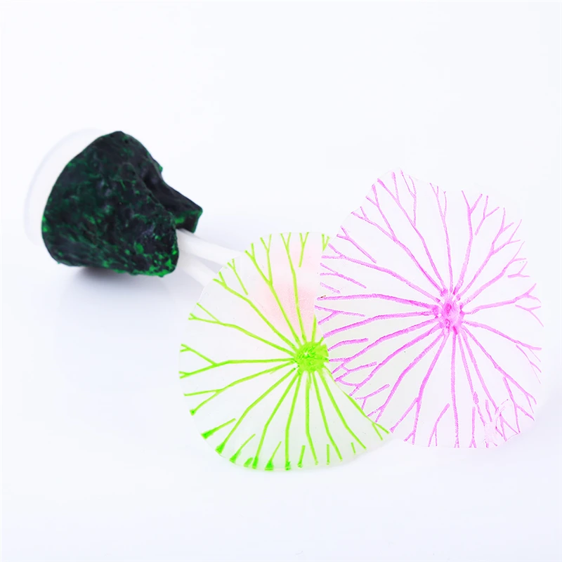 Aquariums Accessories Artificial Coral Reef Glowing Lotus Leaf Mushroom luminous Stones Fish Tank Decoration with Sucker - Image 12