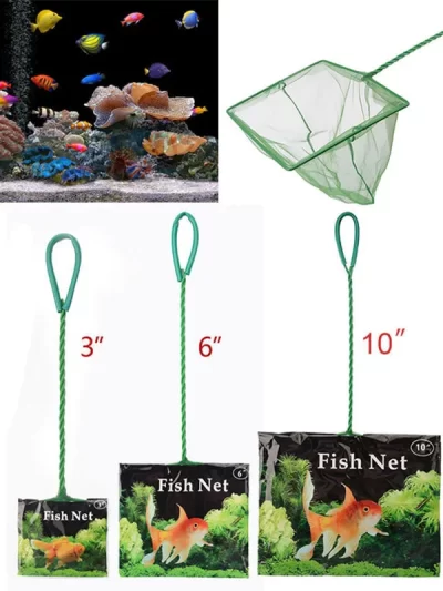 Portable Fish Net Long Handle Square Aquarium Accessories Fish Tank Landing Net Fishing Net Fish Floating Objects Cleaning Tool