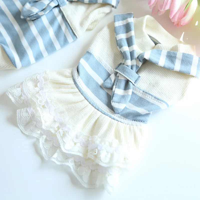 Scarf Striped Couple Suit Cat One-piece Dress Dogs Pet Clothes Dog Clothes for Small Dogs Supplies Dog Clothes - Image 20