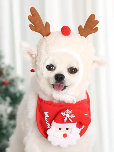 Winter Pet Puppy Accessories For Dogs Cat Bibs Bandana Christmas Santa Claus Hat For Small Puppy French Bulldog Chihuahua Yorkie