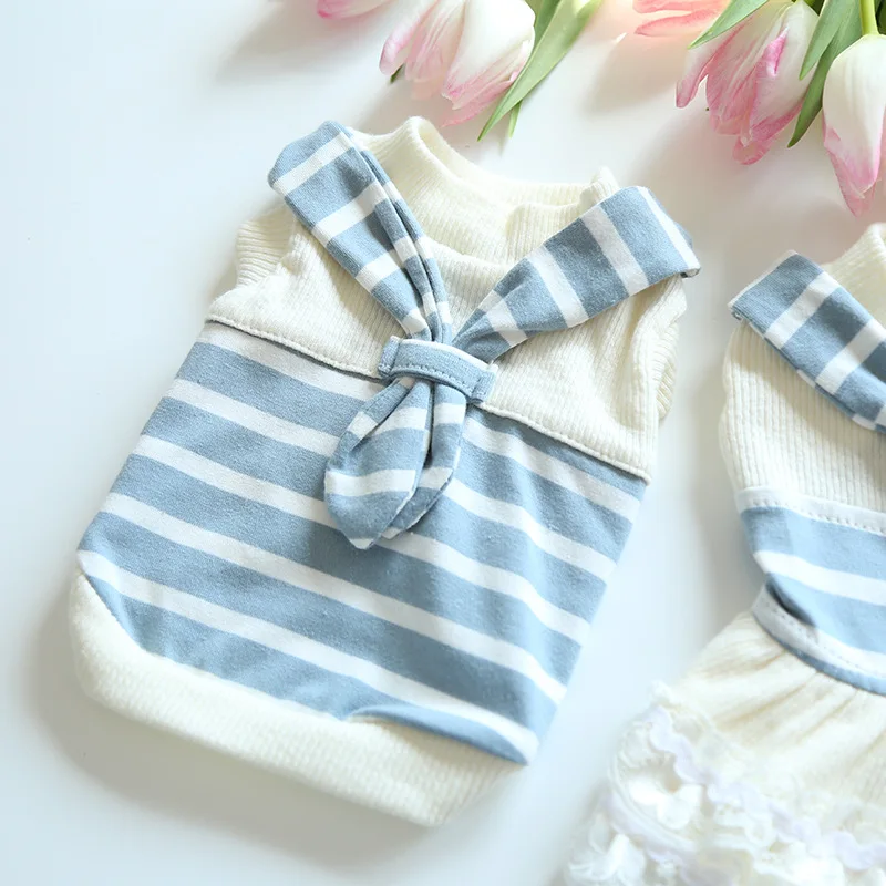 Scarf Striped Couple Suit Cat One-piece Dress Dogs Pet Clothes Dog Clothes for Small Dogs Supplies Dog Clothes - Image 19