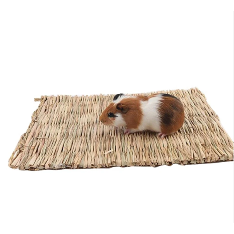 Rabbits Bunny Grass Mat Small Animal Woven Hay Mat Natural Straw Bedding Resting Cage Mat For Guinea Pig Chinchilla Hamster Rat - Image 11