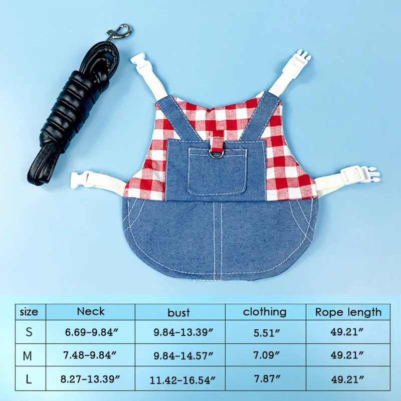 Rabbit Clothes Denim Jacket Coat Pet Small Animal Harness Leash Vest Bag Hat Set for Ferret Bunny Hamster Small Pet Supplies - Image 14