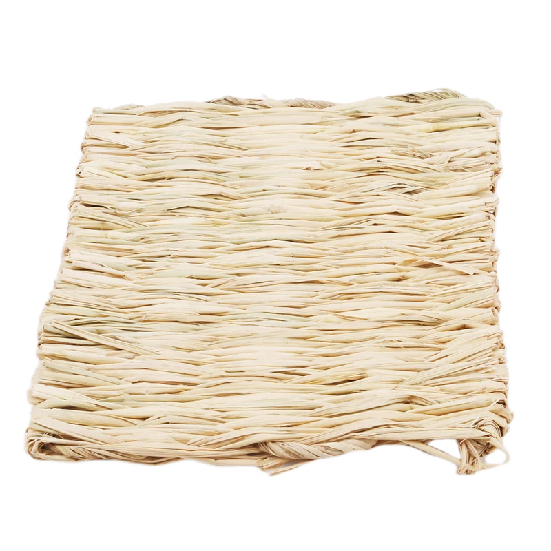 Rabbits Bunny Grass Mat Small Animal Woven Hay Mat Natural Straw Bedding Resting Cage Mat For Guinea Pig Chinchilla Hamster Rat - Image 12