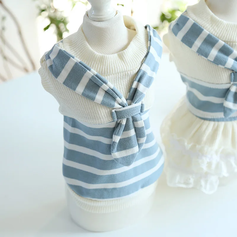 Scarf Striped Couple Suit Cat One-piece Dress Dogs Pet Clothes Dog Clothes for Small Dogs Supplies Dog Clothes - Image 16