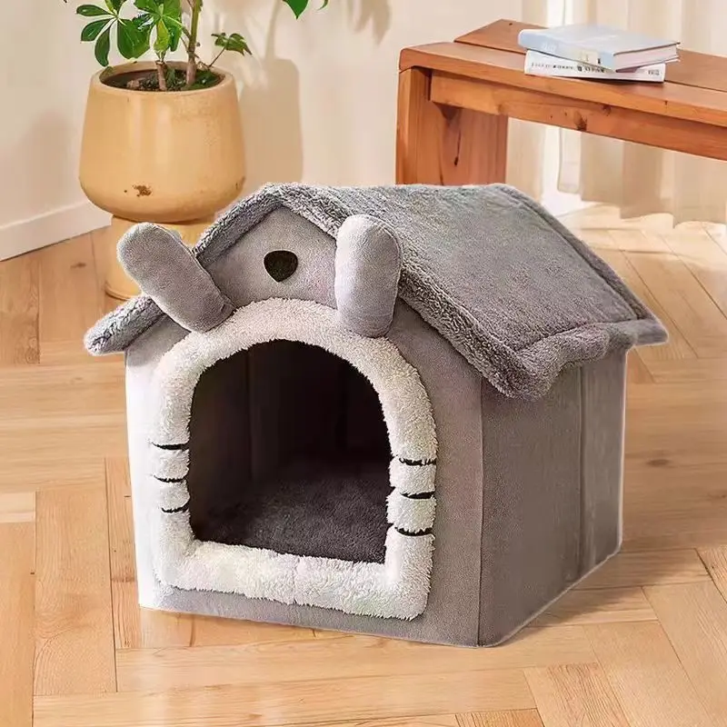 Dog House Indoor Foldable Cat House Kennel Bed Mat with Cushion for Small Medium Large Dogs Cats Warm Cat Nest Puppy Cave Sofa - Image 5