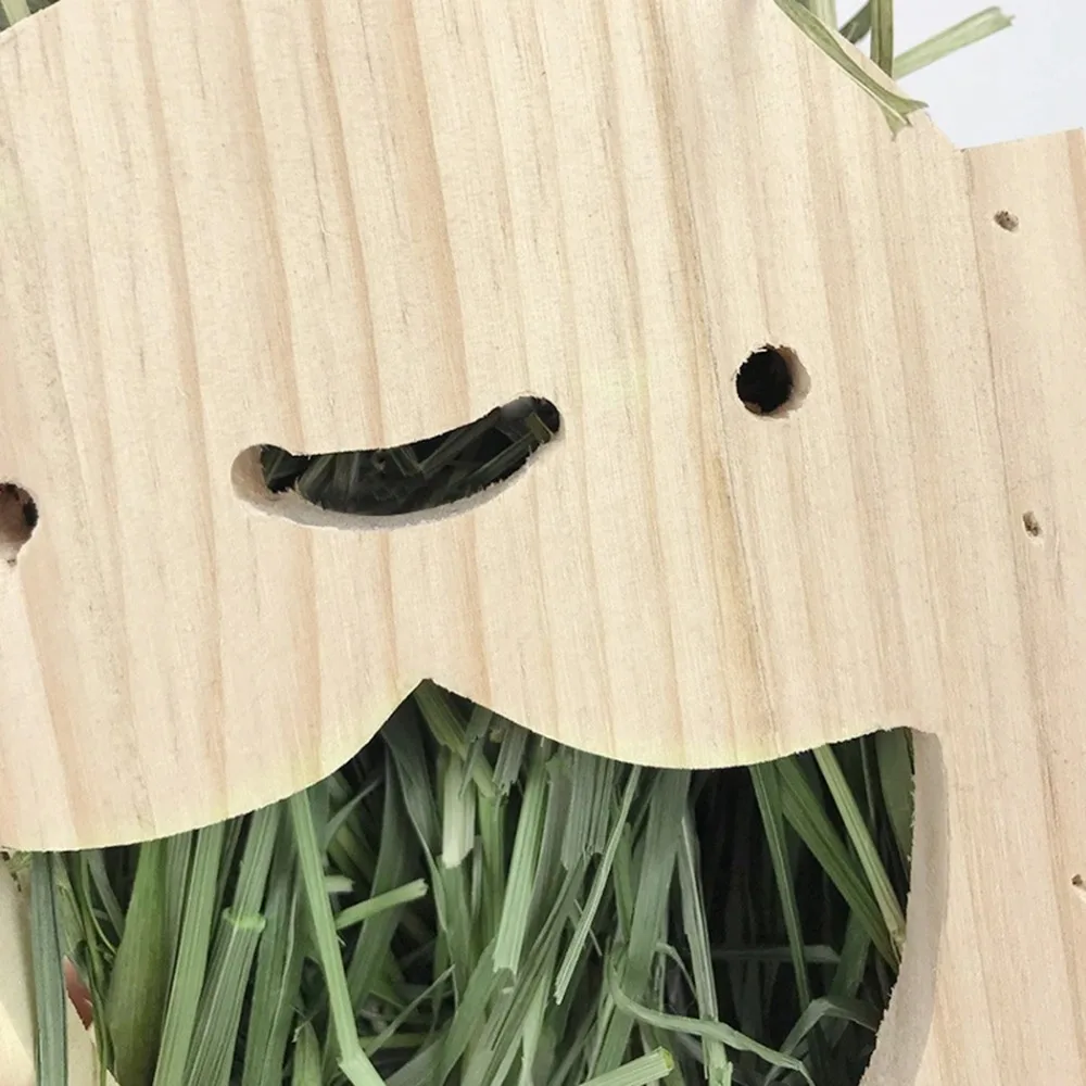 Rabbit Hay Feeder Chinchilla Rabbit Food Dispenser Wooden Cute Shape Bunny Hay Manger Rabbit Hay Rack for Cage - Image 4