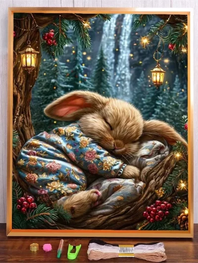 Animal Rabbit Embroidery Kit Accessories Adults Handmade Sewing Printed Canvas Home Decoration Cartoon Cross Stitch Gift