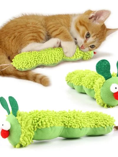 Cat plush toy pet amusing cat to relieve boredom interactive scratch-resistant and bite-resistant green animal toy