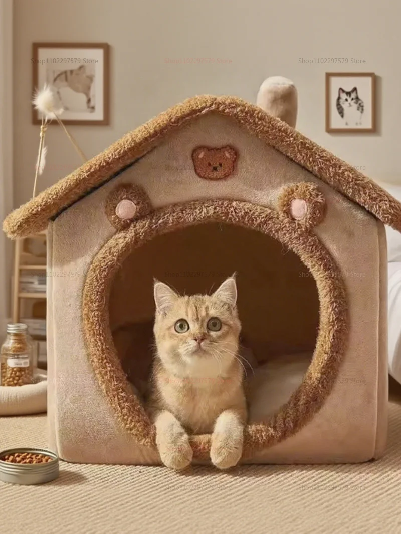 2025 New Four Seasons Cat Nest and Warm Dog House Soft Removable Winter Bed Cozy Pet Hideaway Comfortable Pet Sleeping Seat - Image 9
