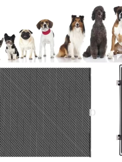 Retractable Pet Safety Gate Wide, Indoor Mesh Fence for Dogs & kitten, Mounting Accessories Included for Doors & Hallways