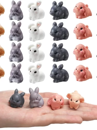 4/8 Pcs Mini Resin Rabbits Miniatures, Cute Bunnies Figurines, Desk Potted Plant Micro Landscape DIY Craft Ornament Supplies