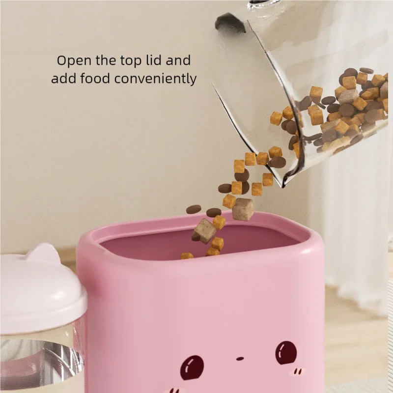 Cute Smiling Cat Automatic Feeder And Water Dispenser Pet Supplies Feeding Organizer Suitable for Cats And Small Dogs - Image 2