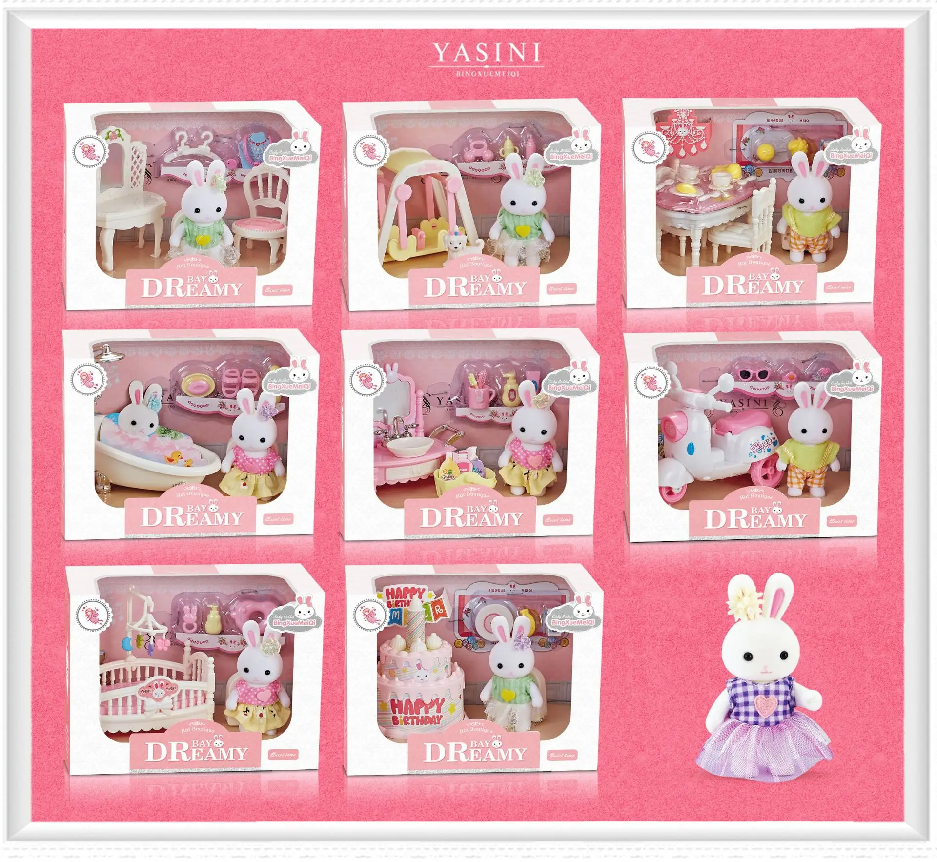 Rabbit Playing House Scene Early Education Toys Children's Indoor Interaction Girls' Christmas Birthday Gifts Ornaments