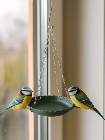 Multifunctional Adjustable Bird Feeding Tray with Chain Plastic Hanging Bird Bath Bird Water Bowl Bird Food Dispenser Balcony
