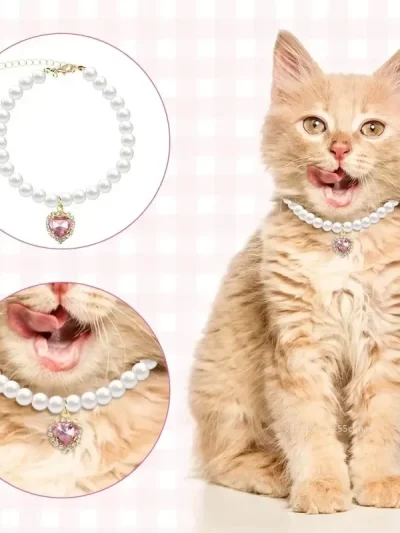 Pet Pearl Collar Dog Princess Necklace Cat Jewelry Cute Collar Puppy Accessories Dog Kitten Chain Chihuahua Wedding Jewelry Gift