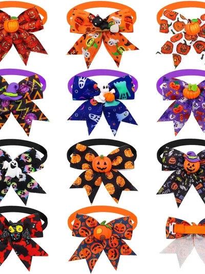 50pcs Small Dog Cat Bow Tie Halloween Dog Supplies Bow Tie For Dogs Pets Neckties Fashion Dog Accessories For Small Dogs