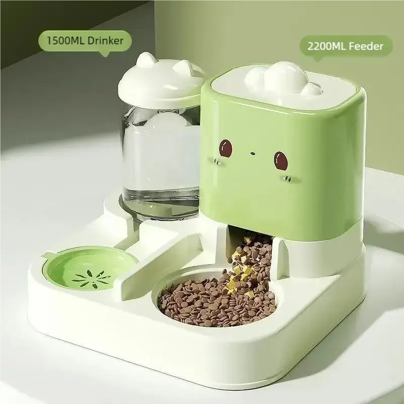 Cute Smiling Cat Automatic Feeder And Water Dispenser Pet Supplies Feeding Organizer Suitable for Cats And Small Dogs