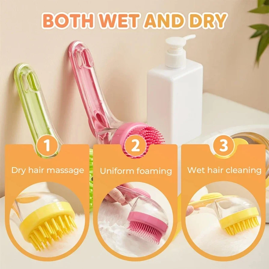 Long Handle Pet Bath Brush 2 in 1 with Built in Shampoo Dispenser for Dogs Cats Grooming Massage Reduce Residue Silicone Pet Bru - Image 6