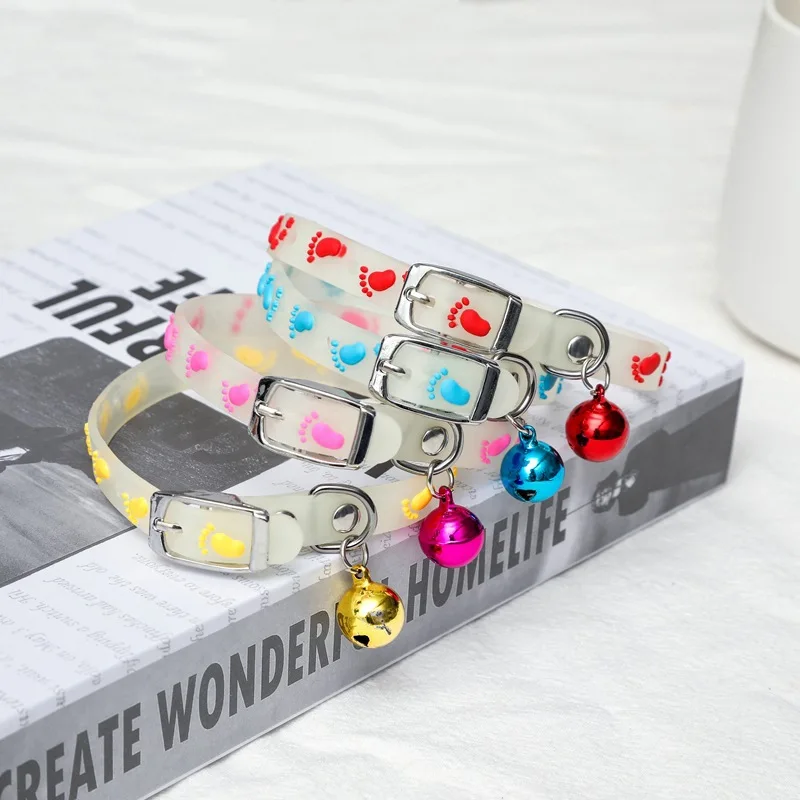 Pet Cat Collar With Bell Anti-lost Fluorescent Silicone Small Dog Cat Collar Collar Ring Luminous Adjustable Pet Cat Accessories - Image 4